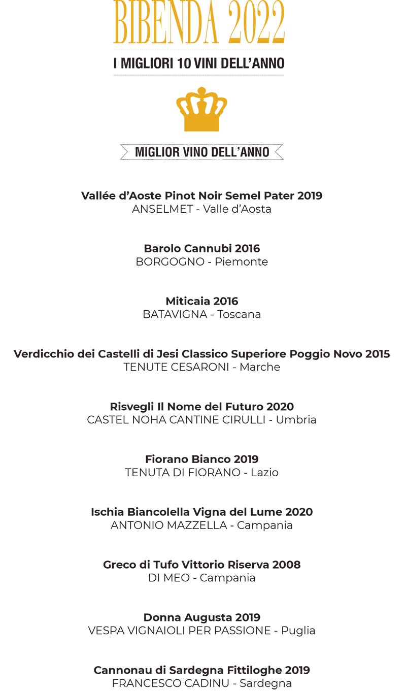 migliori vini bibenda italia 2022
